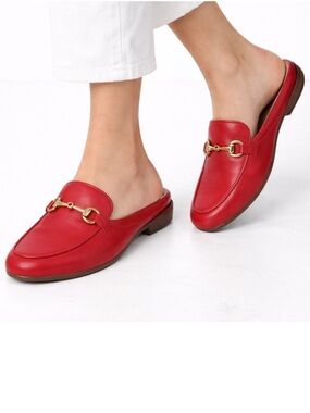 Vionic Adeline Red Leather Horsebit Mule Slides Women's Size 10